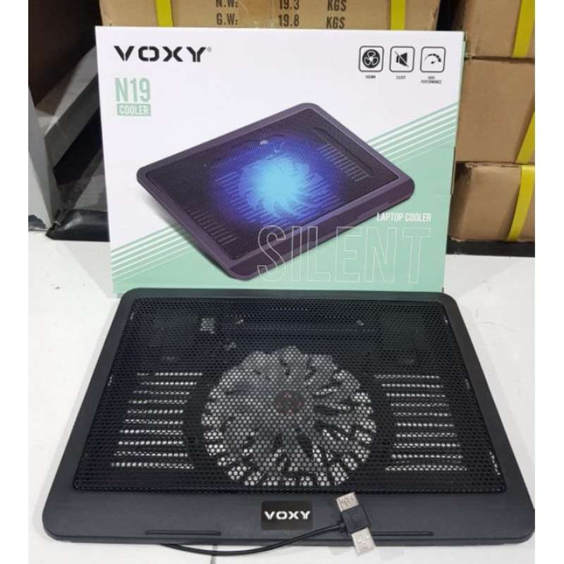 Voxy N19 Notebook Cooling Pad dengan Kipas Pendingin, USB, dan LED, Ramping, Ukuran 14, untuk Gaming dan Laptop Pengguna yang Aktif