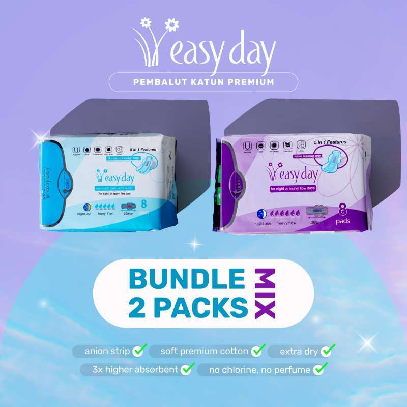 Jual Easyday Bundle 2 Pack / Pembalut Wanita Easy Day Bebas Iritasi ...