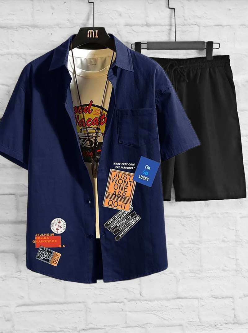 Jual Zeka -setelan Kemeja Atasan Casual Pria Satu Set Kemeja Lucky