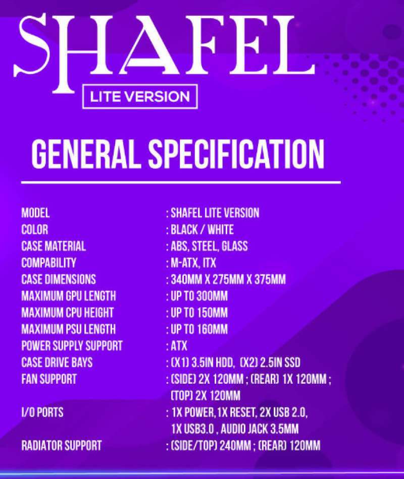 Shafel Jual Cube Gaming Shafel Lite M-atx Tempered Glass Casing Pc Di Seller ...