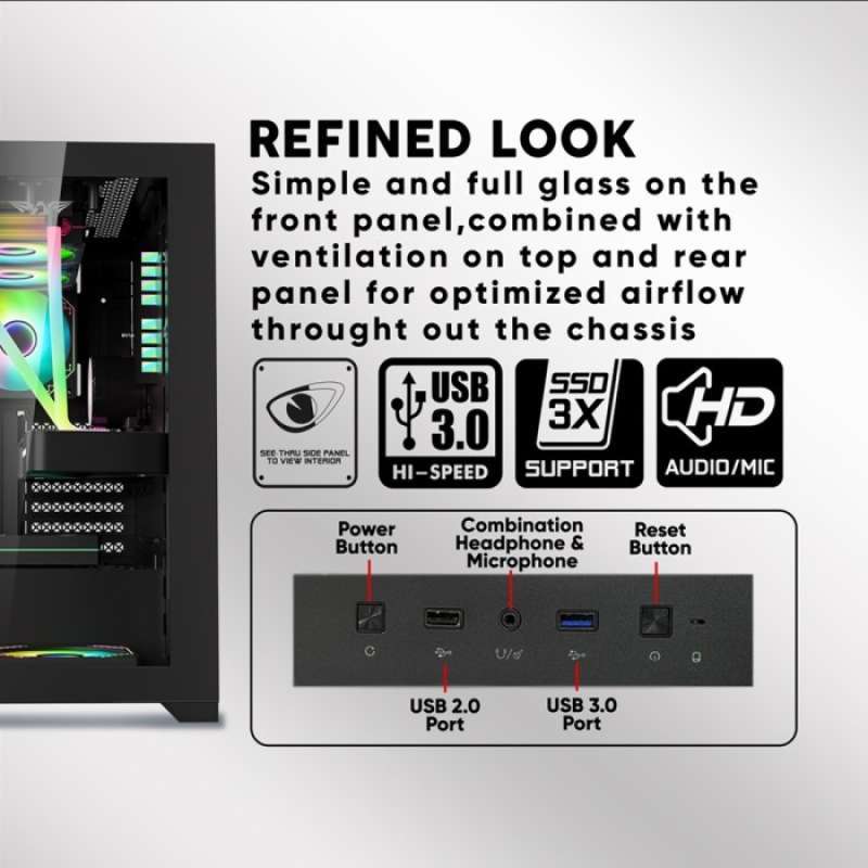 Casing Front Panel Jual Casing Gaming Armaggeddon Aquaron Pro Atx - Front & Side Panel Di ...