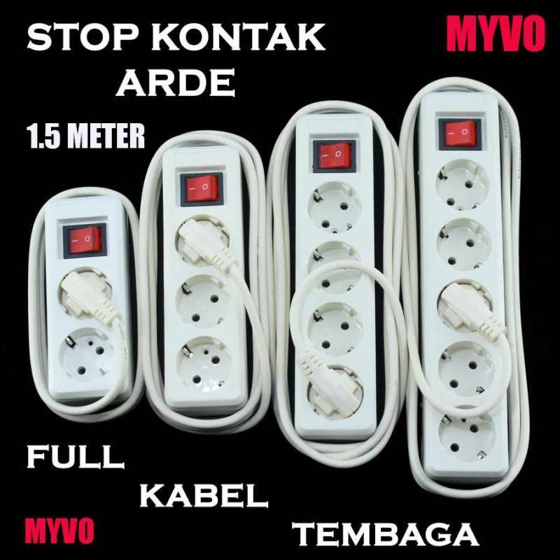 Promo Myvo 1.5m Stop Kontak Kabel Saklar 2 3 4 5 Lubang 1.5 Meter Sni ...