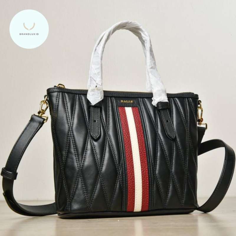 Jual Bally Damirah Mini Leather Tote Bag In Black List Red Jual Bally Damirah Mini Leather Tote Bag In Black List Red