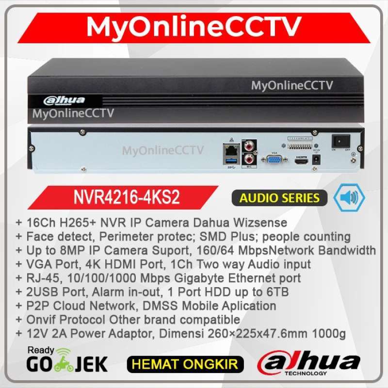 Jual Dhi-nvr4216-4ks2/l Nvr Dahua Wizsense 4k 16ch Ip Camera Cctv Up To ...
