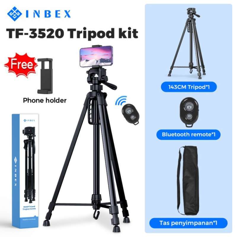 Jual Inbex Tf-3520 Tripod+bluetooth Remote+bag/145cm Profesional Tripod ...