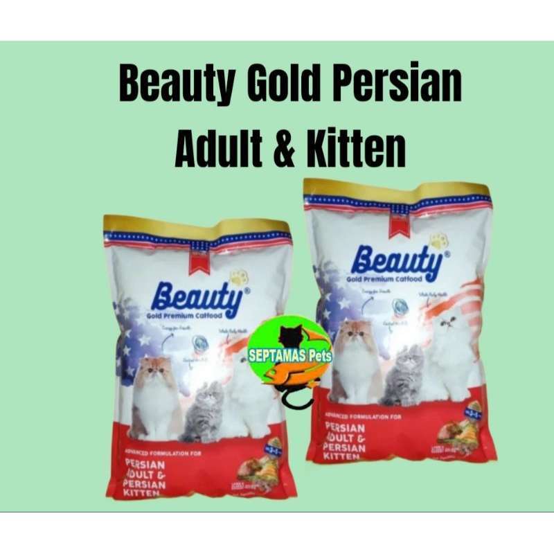 Jual Beauty Gold 750 Gram Makanan Kucing Persia Adult Dan Kitten Salmon ...