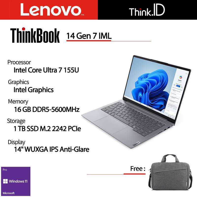 Jual Lenovo Thinkbook 14 Gen 7 Ultra 7 155u 16gb 1tb Ssd Pcie