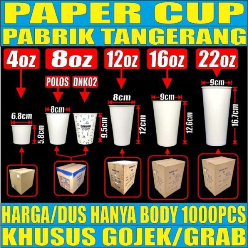 Promo Paper Cup 8oz Hot 4oz 12oz 16oz 22oz Hot N Cold /dus Gelas Kertas ...
