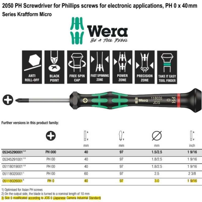 Cacciavite Elettronico Wera Phillips PH 0 X 40 Mm - Precisione Per Lavori Di Precisione - Foto 4