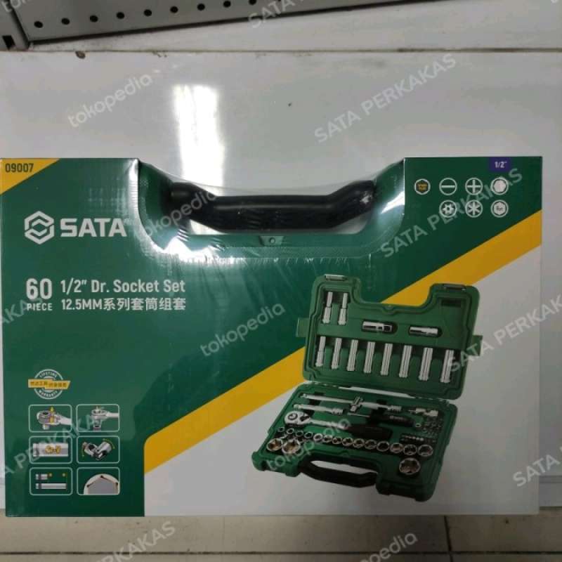 Promo Kunci Socket Metric Set 09007- 60pcs 1/2 Inch Dr. Socket Set Sata ...