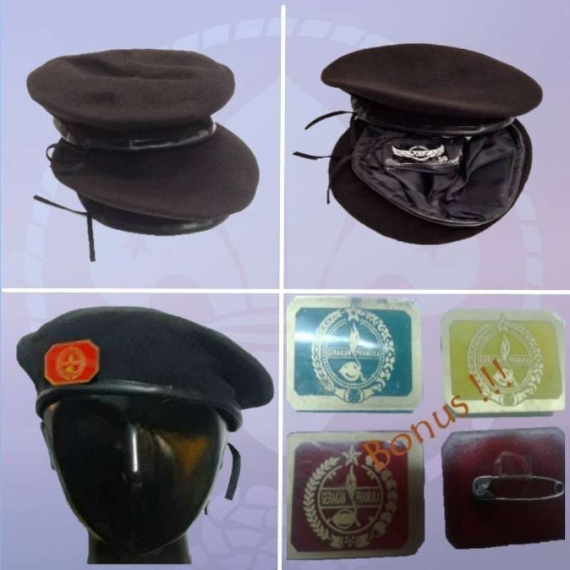 Jual Topi Baret Pramuka Laken Super + Pin Baret - Bart+pin Kuning Di ...