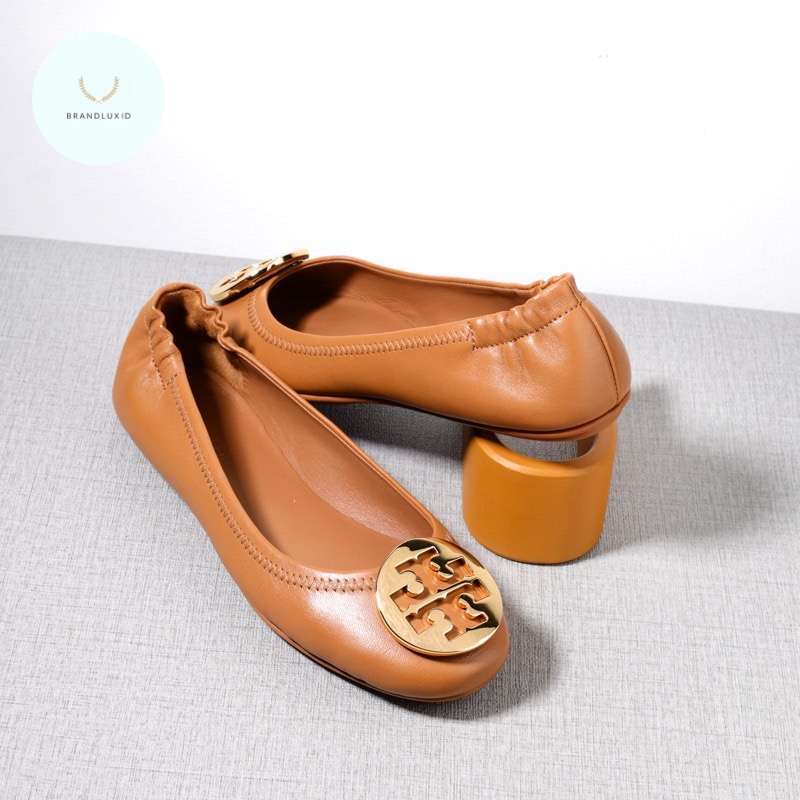 Tory Burch Minnie Travel Ballerina in Royal Tan GHW
