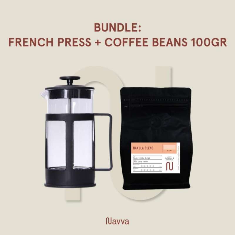 Set French Press Biji Kopi Arabica Robusta Bundle Coffee Beans