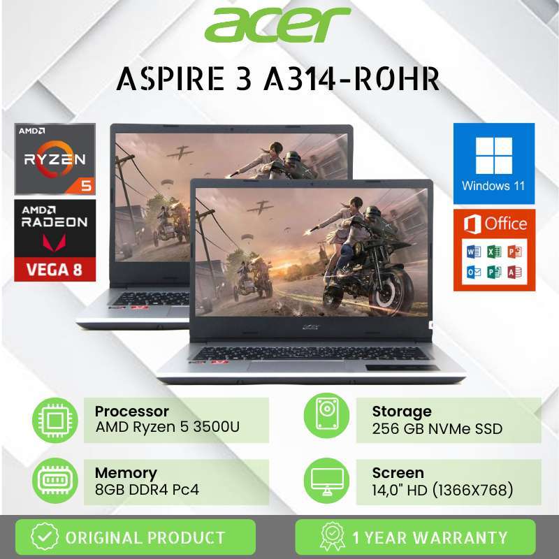 LAPTOP GAMING JUTAAN ACER ASPIRE R0HR AMD RYZEN SSD 256GB 8GB RAM AMD  RADEON VEGA 14 INCH FREE INSTALL WINDOWS OFFICE GARANSI TAHUN