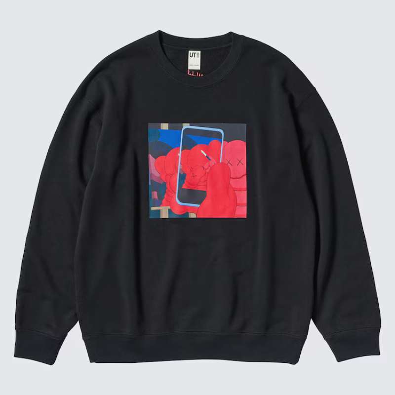 UNIQLO x KAWS x Warhol Sweater Pria Lengan Panjang Black