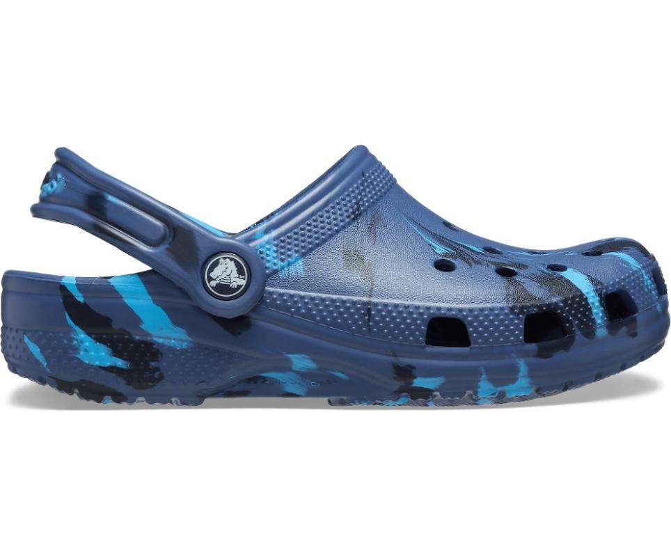 Crocs Kids Classic Marbled Clog K Sandals Navy/Multi (207464-4HQ)