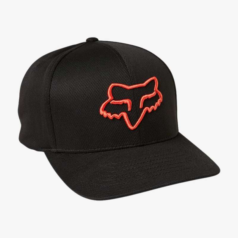 FOX Racing Lithotype Flexfit Cap [Black Red] Hat