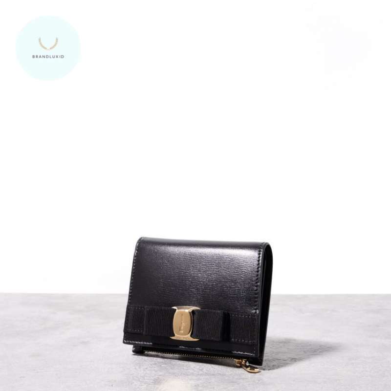 Salvatore Ferragamo Vara bow compact wallet Black