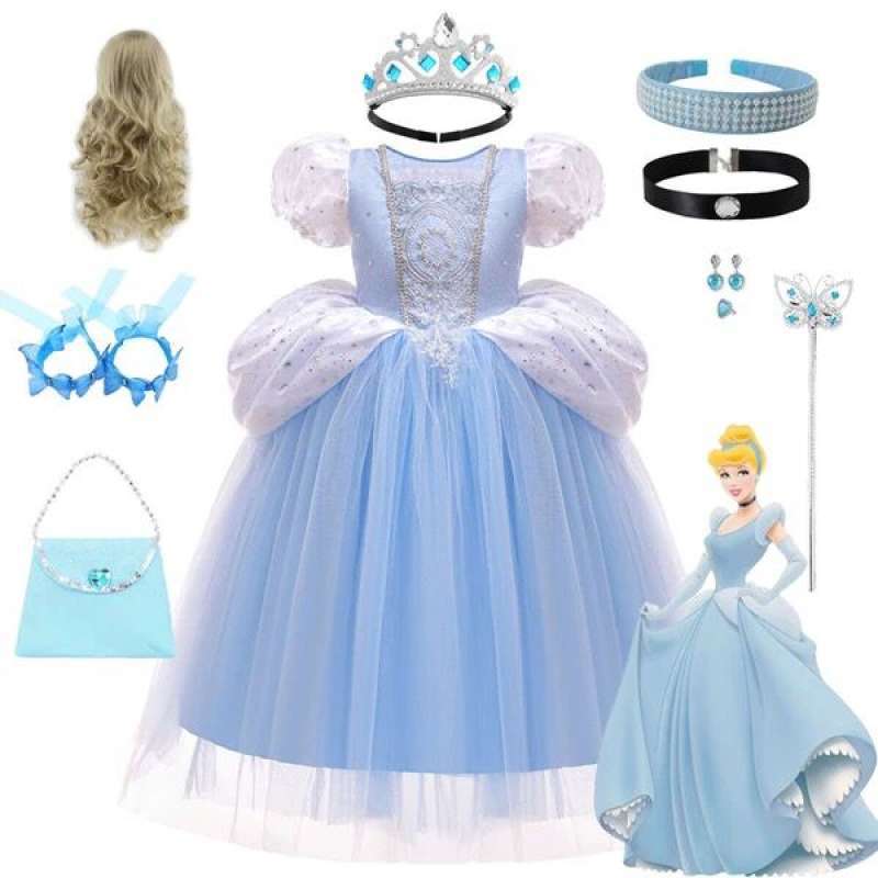 Dress Pakaian gaun pesta anak ulang tahun versi princess cinderella SIZE 100 150