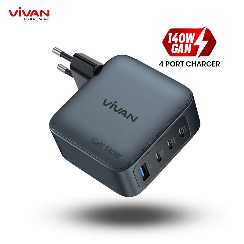 VIVAN Charger GaN05 Fastcharging 140W 5A Output PD QC Port Quick Charge  Support Notebook iPhone 15-Garansi Resmi