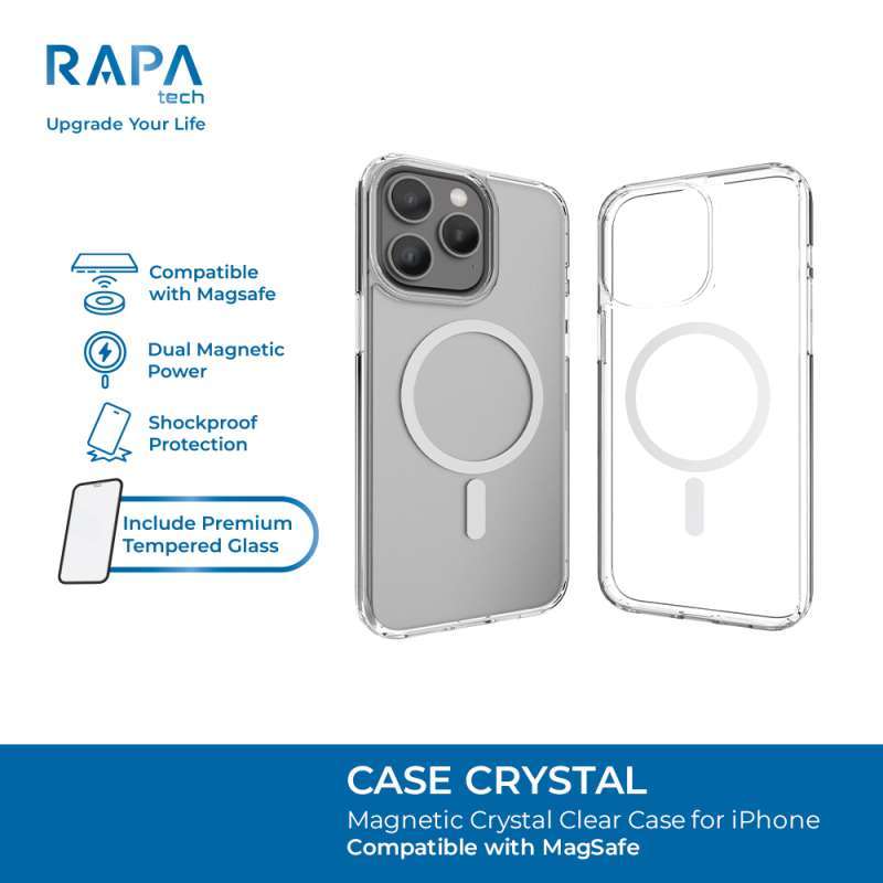 RAPAtech Hybrid MagSafe Clear Case iPhone 13 14 15 16 series Case Crystal  in with Premium Tempered Glass Casing iphone