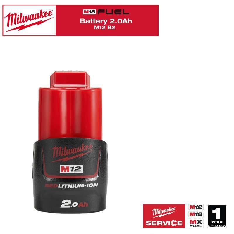 Milwaukee Battery M12 B2 Alat Pertukangan Professional (Battery  Pack)