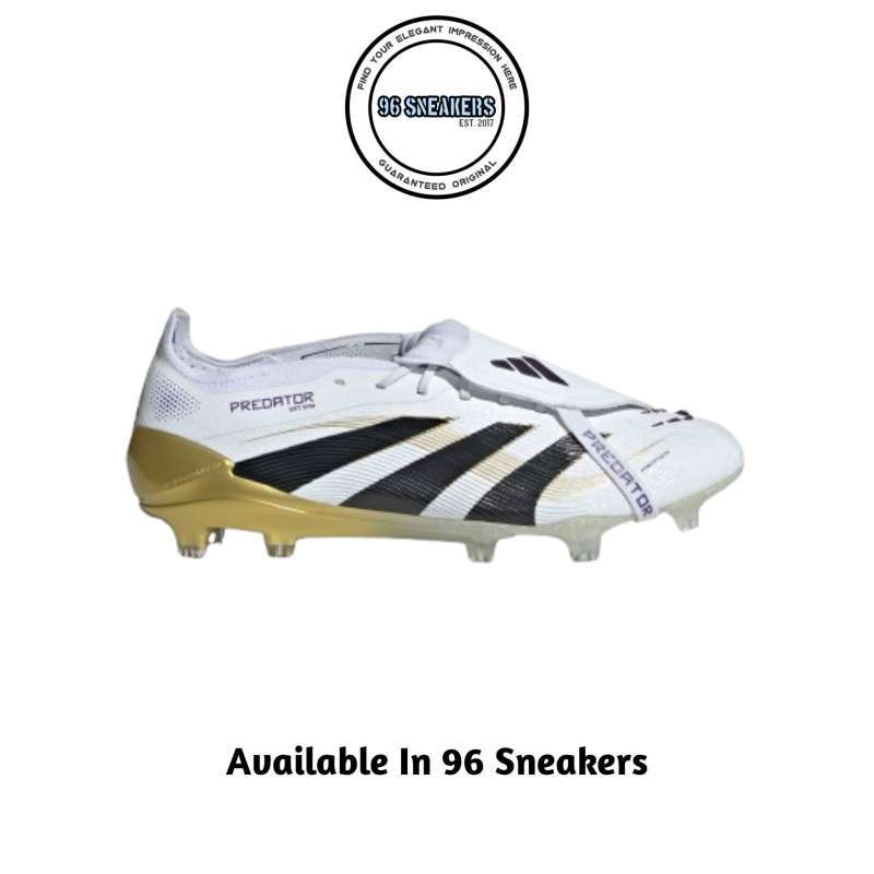 Sepatu Bola Pria Adidas Predator Elite Fold-Over Tongue Firm Ground White  Black Gold [JI1095] ORIGINAL