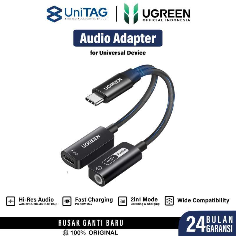 UGREEN Kabel Spliitter Adapter in USB Type C to PD 60W For iPhone  iPad Samsung Converter Audio Cable