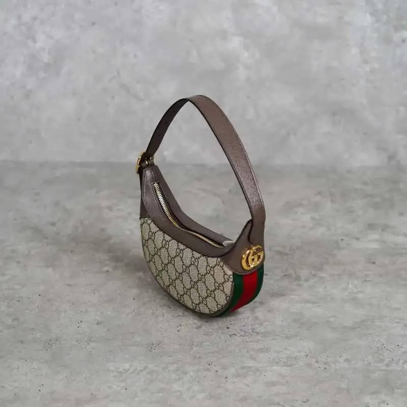 Tas GUCCI OPHIDIA GG MONOGRAM BEIGE BROWN STRIPE RED GREEN HOBO BAG 100%  ORIGINAL
