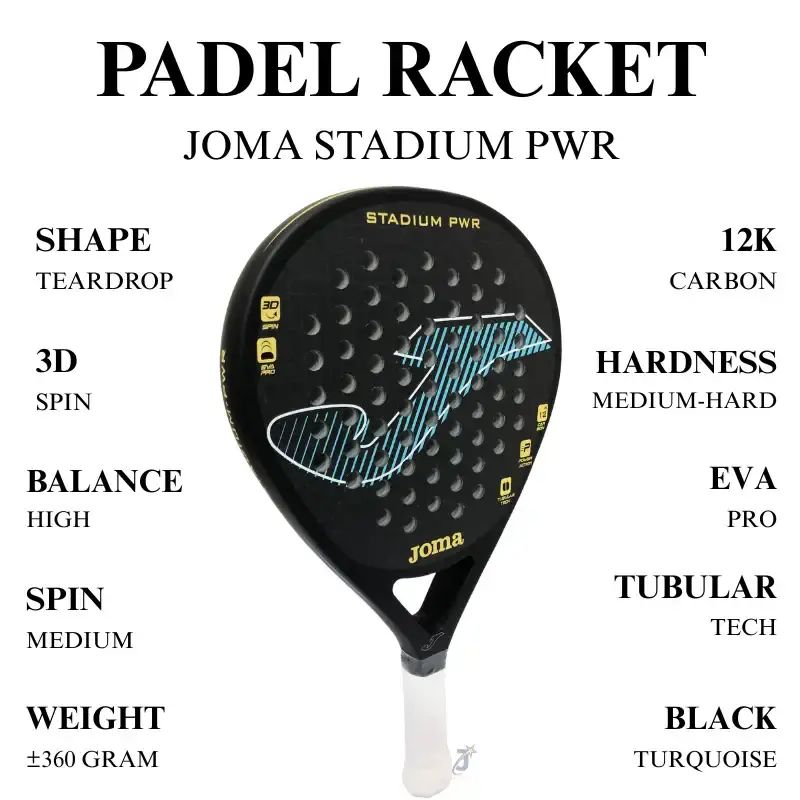 Padel Racket Stadium Jual Padel Racket Joma Stadium Pwr Black Turquoise 12k Carbon Eva ...