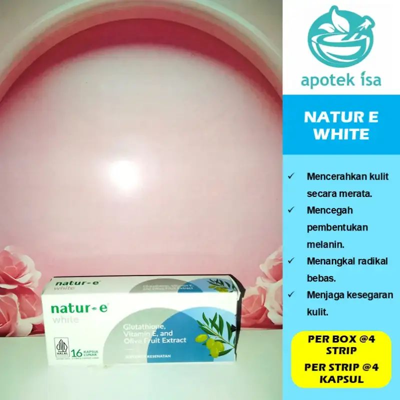 Jual Natur E White Box Isi 16 Kapsul (4 Strip) Suplemen Glutathione Untuk  Mencerahkan Kulit Terang Di Seller Apotek Isa - Pondok Betung, Kota  Tangerang Selatan