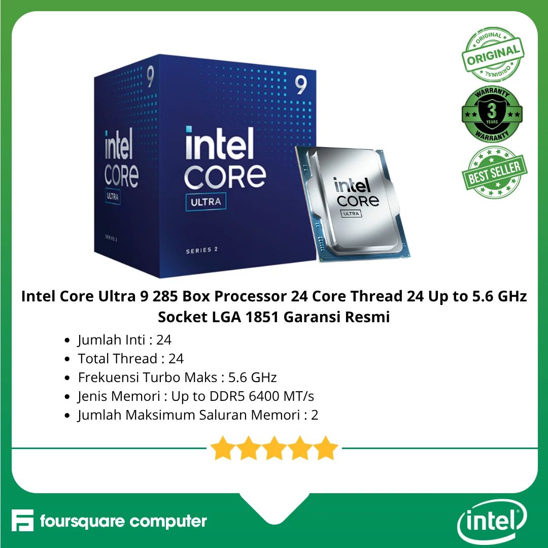 Jual Intel Core Ultra 9 285 Box Processor 24 Core Thread 24 Up To 5.6 ...