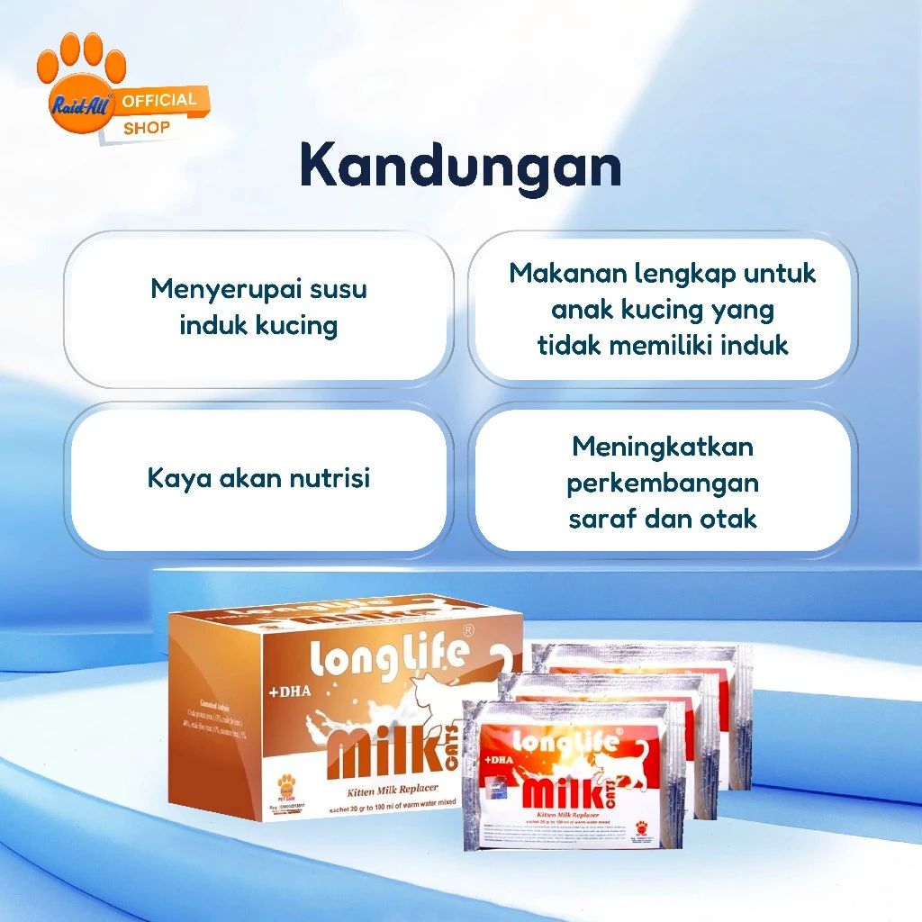 Jual Raid All - Longlife Kitten Milk Replacer + Dha (kitten) Di Seller ...