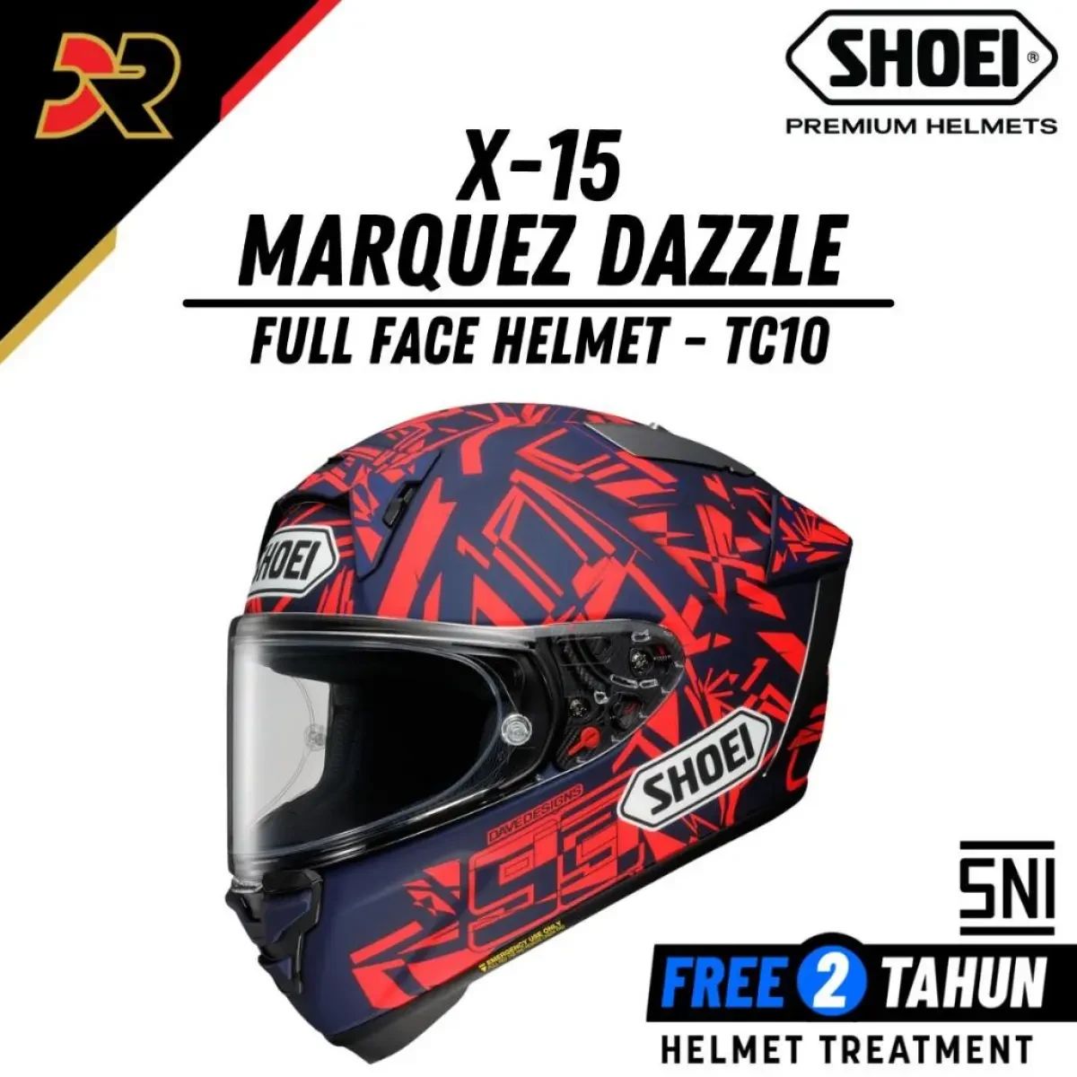 Jual Helm Shoei X-15 Marquez Dazzle Tc-10 Premium Helmet Sni