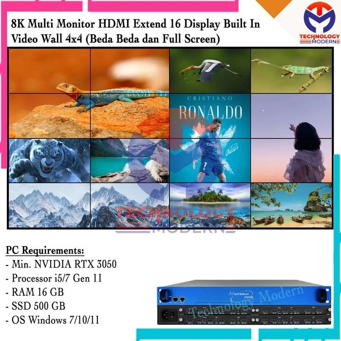 Jual 8k Hdmi Extend 16 Display + Video Wall 4x4 (beda Beda & Full ...
