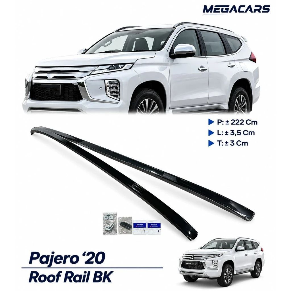Promo Megacars Roof Rail Pajero Sport 2021-2026 Black Glossy Presisi ...