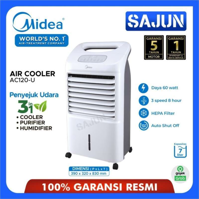 Promo AIR COOLER 3IN1 MIDEA AC120U 7 LITER HEPA FILTER PENYEJUK RUANGAN Diskon 33 di Seller