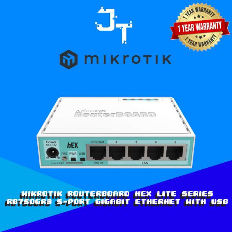 Promo Mikrotik hEX RB750Gr3 5 Port Gigabit Router USB MicroSD PoE IN ...