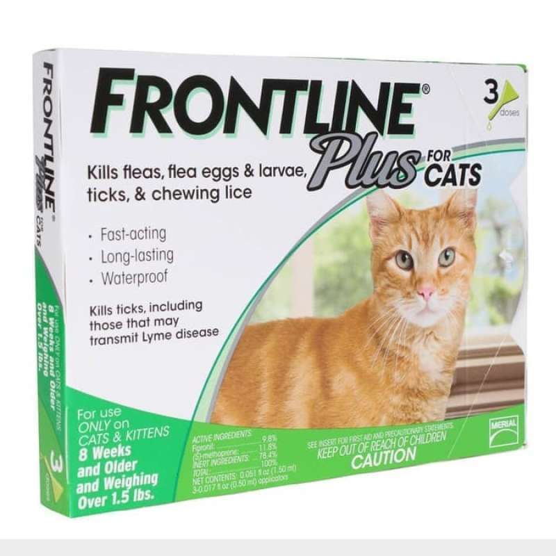 Jual Obat Tetes Kutu Kucing Frontline Plus 1 Box Isi 3 Pipet Original
