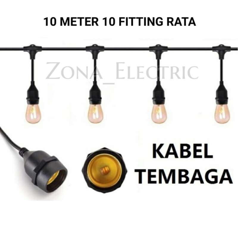 Promo KABEL FITTING LAMPU GANTUNG OUTDOOR E27 / 10 METER /1020 FITTING RATA Diskon 23 di