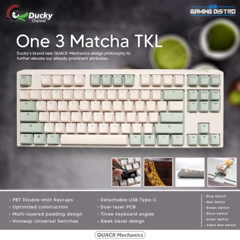 Promo Ducky One 3 Matcha TKL PBT Hotswappable Switch Mechanical Keyboard Diskon 23 di Seller