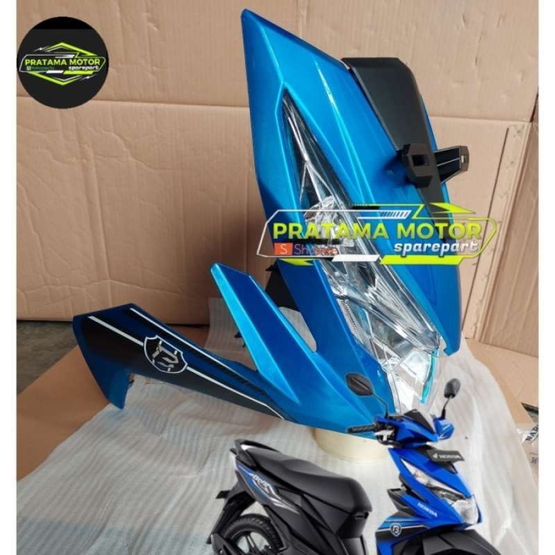 Jual Tameng Body Depan Beat Fi Esp Biru 2019 Plus Striping/sticker Di