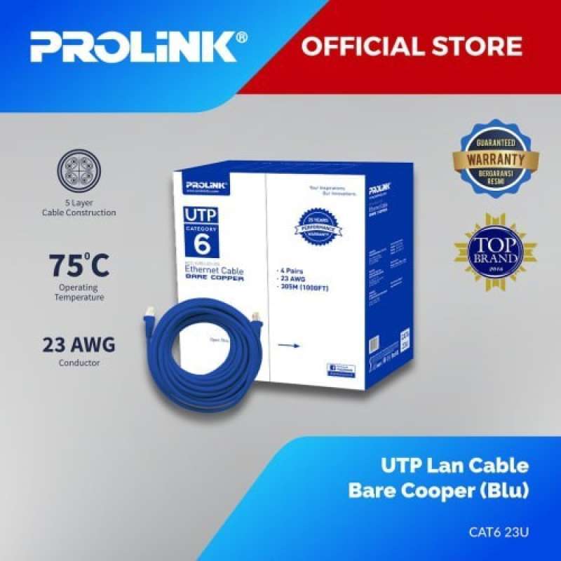 Promo Prolink Cat6 23U Utp Lan Cable Bare Copper ( Blue