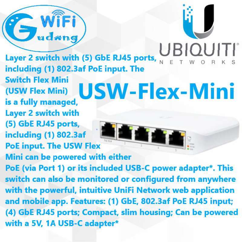 Switch Ubiquiti Flex Mini De 5 Puertos Gigabit Ethernet USW-FLEX-MINI Switch Ubiquiti Flex Mini De 5 Puertos Gigabit Ethernet USW-FLEX-MINI