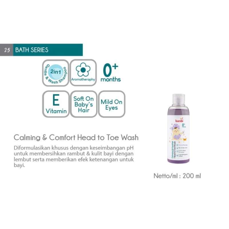 Promo BAMBI BABY CALMING & COMFORT HEAD TO TOE WASH 200ML Diskon 23 di