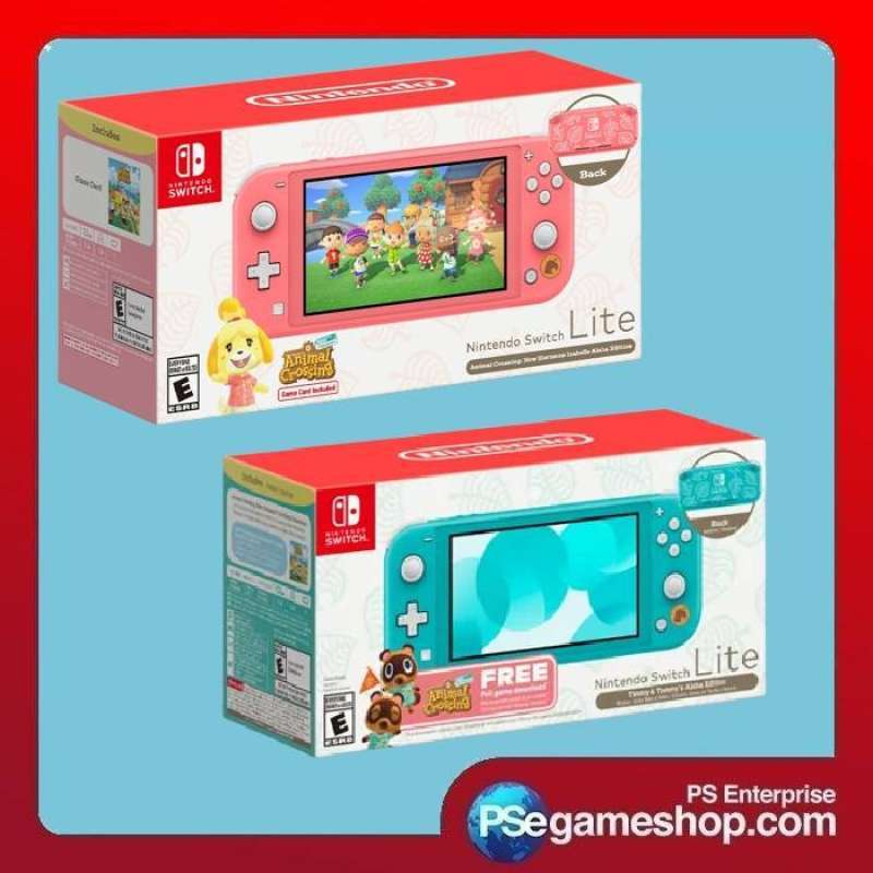 Jual Switch Lite Console Animal Crossing Edition Coral/pink tumbgrip
