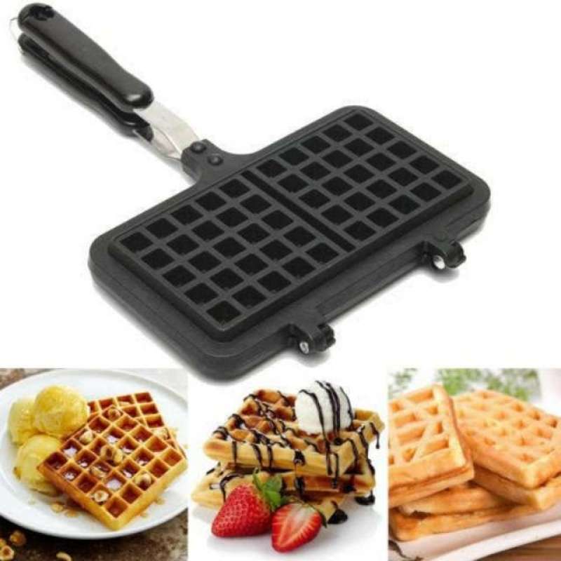 Promo Double Waffle Pan Maker Cetakan Kue Waffel Pancake Croffle Teflon