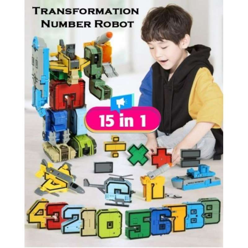 Promo Mainan Number Robot Angka 15 in 1 Original / Mainan Transformer ...