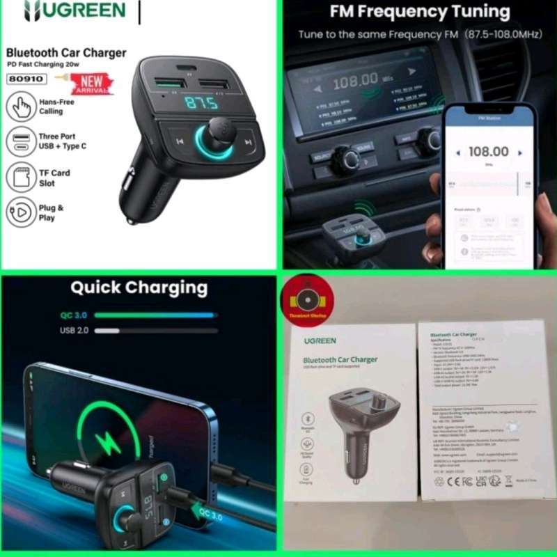 Jual Ugreen Bluetooth Fm Transmitter Car Charger Mobil Fast