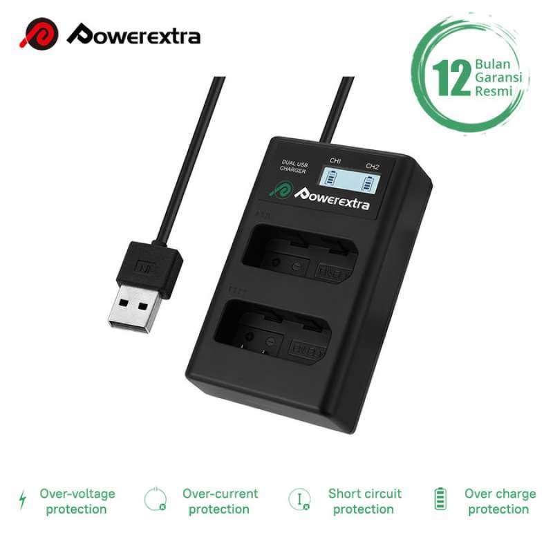 Promo Powerextra Dual USB Smart Charger LCD for Nikon ENEL14,ENEL14a